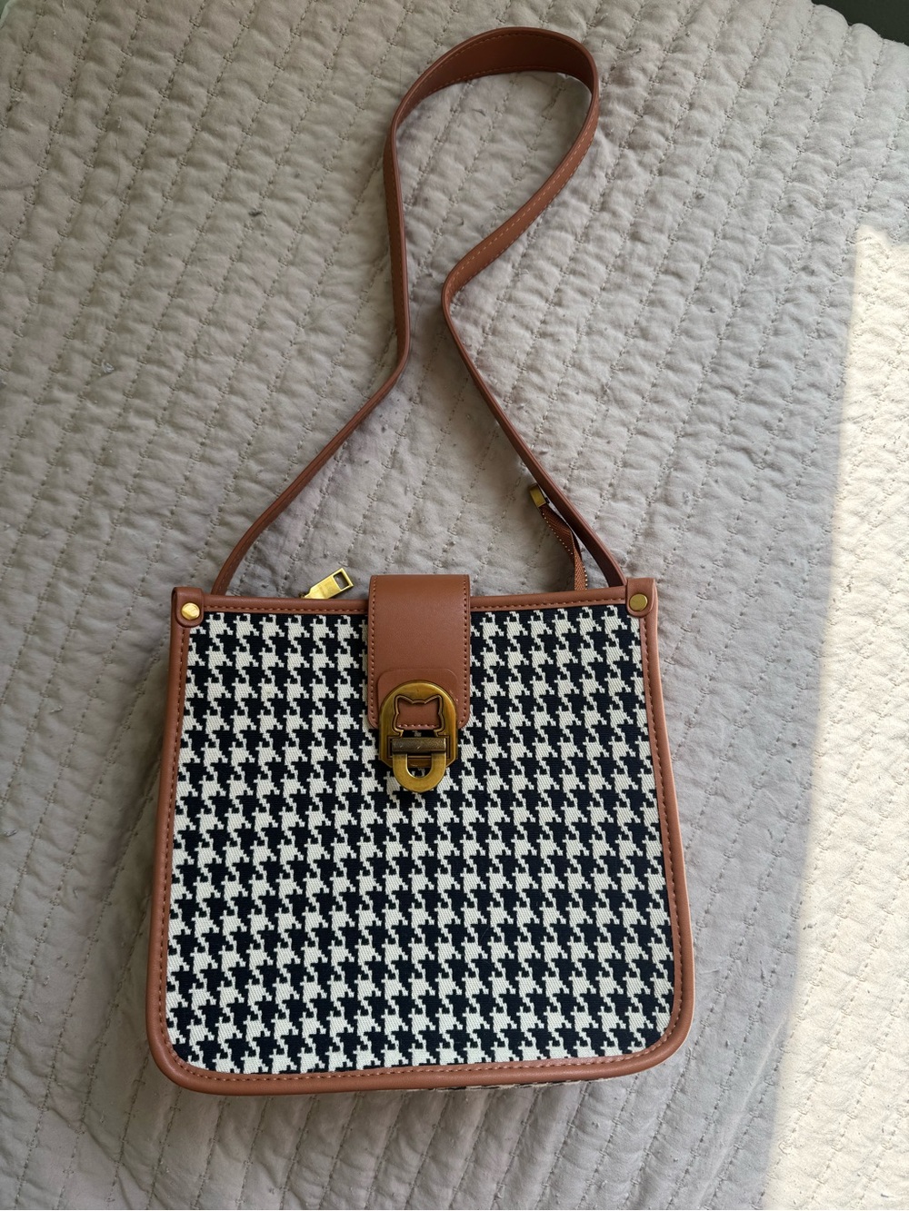 Houndstooth Cat Buckle Purse Unique and Adorable